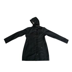 Mondetta Women's Black Hooded Windbreaker Coat, Size M – Water-Resistant Jacket